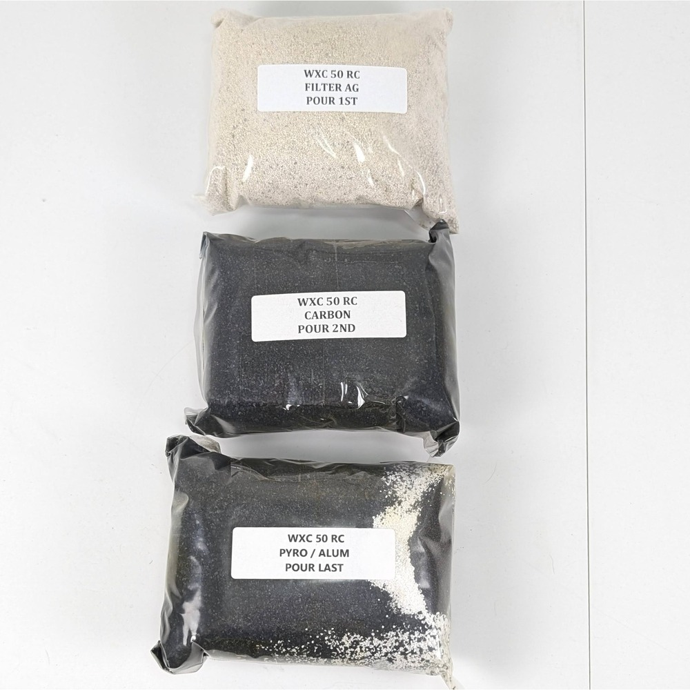 WXC 50 RC Commercial Water Filter Media 3 Pack Carbon Pyro Alum Filter AG